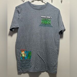 Old Navy Boys XXL (18) Gray Minecraft Creeper Alex Graphic T-Shirt Gaming Tee